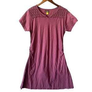 Cabela's Shirt Dress Women XL 100% Cotton Midi Crochet Detail Pockets